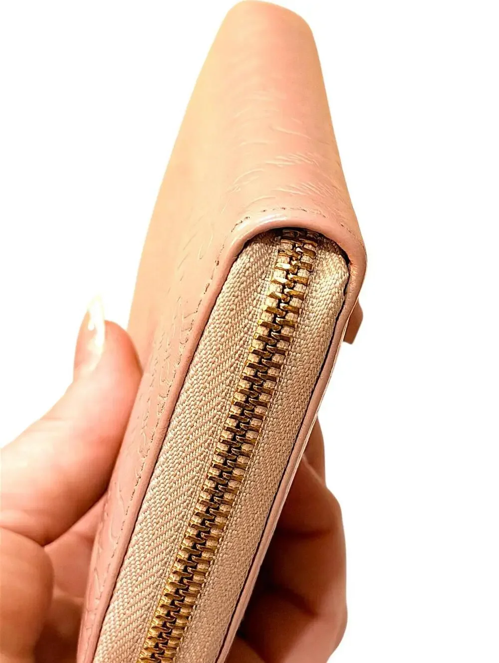 Jimmy Choo Pink Embossed Leather Zip-Around Wallet Full Inclusion - Picture 6 of 14